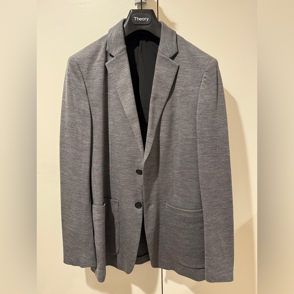 Theory Men's Clinton Wool Interlock Sport Coat, Dark Grey Melange, 40